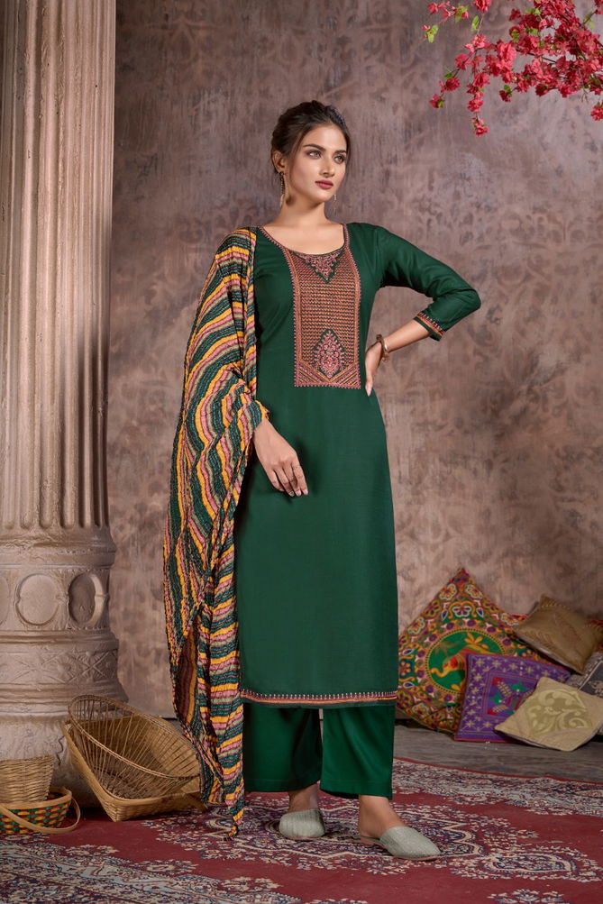 Hermitage Bandhej Fancy Ethnic Wear Designer Wholesale Dress Material
